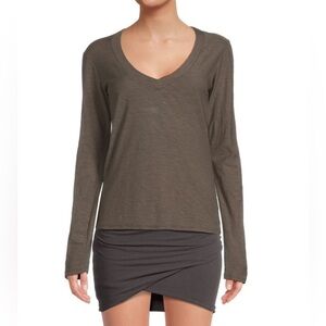 NEW James Perse Deep V Long Sleeve Top